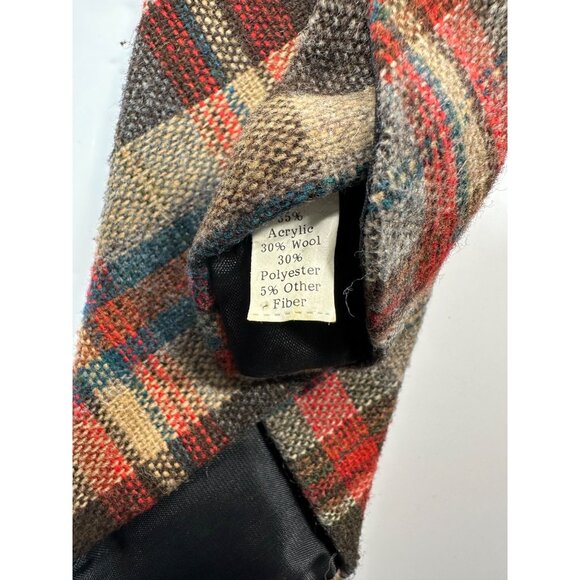 Woolcrofters By Wembley Plaid Tie 30% Wool/Polyester Blend Vintage - Picture 4 of 4